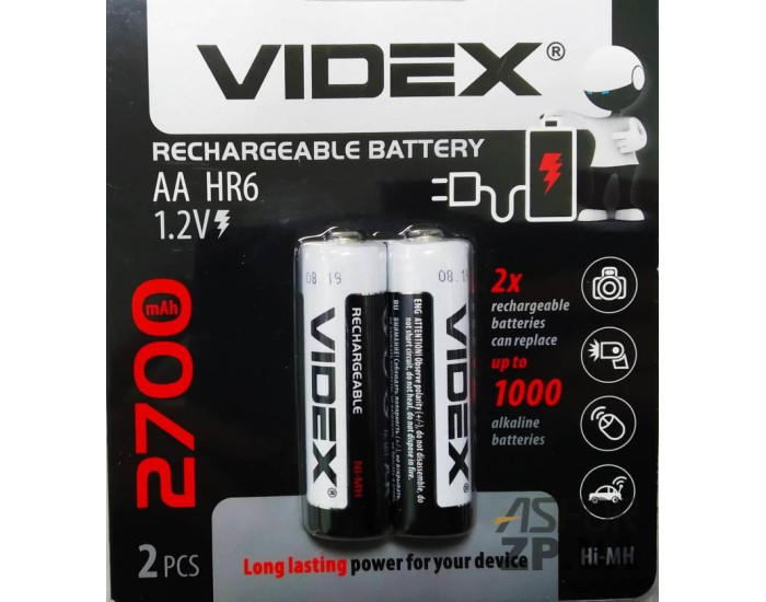 Батарейки Videx R6 (2700mAh) Ni-Mh 2bl (цена за 1шт)
