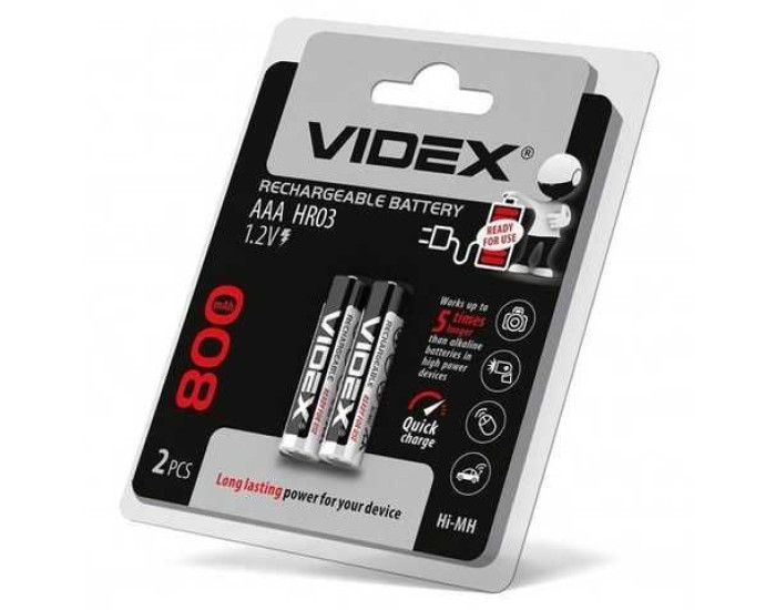 Батарейки Videx R03 (800mAh) Ni-Mh 2bl (цена за 1шт)