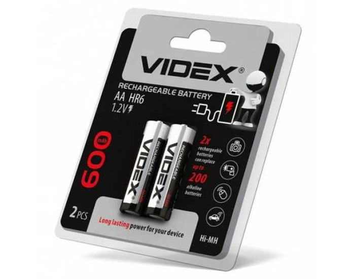 Батарейки Videx R6 (600mAh) Ni-Mh 2bl (цена за 1шт)