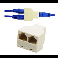 Перехідник-розгалужувач кручений пари UTP Rj-45 F to 2*RJ-45 F (1 Rj45 to 2 Rj45) Білий