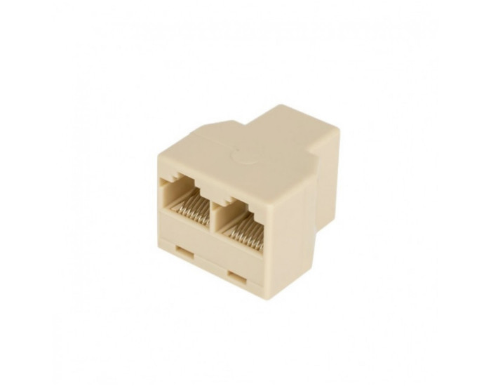 Перехідник-розгалужувач кручений пари UTP Rj-45 F to 2*RJ-45 F (1 Rj45 to 2 Rj45) Білий