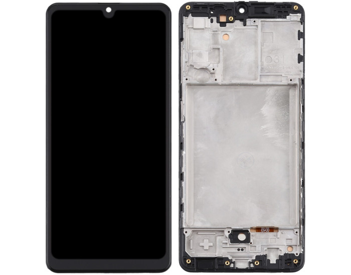 Дисплей з сенсорним екраном (модуль) Samsung A315 A31 2020, чорний з рамкою, з широким обідком, OLED
