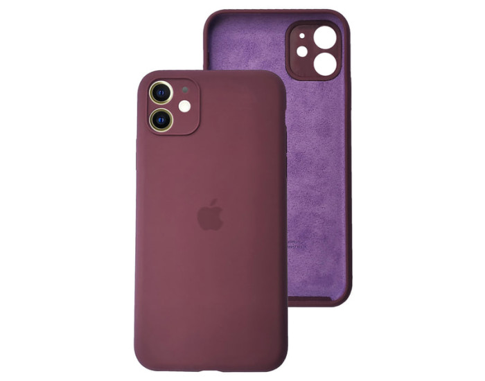 Чехол-силикон оригинал Square Cover Soft Matte Full Camera iPhone 11, Marsala