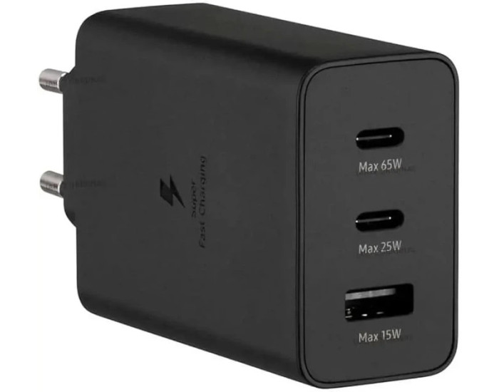 Мережеве зарядний пристрій Samsung 65W PD (2 USB-C+USB-A) (No Logo) чорний