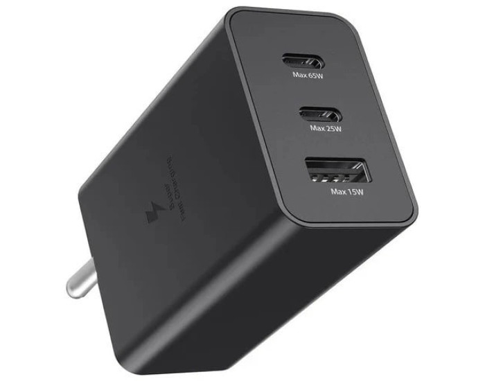 Мережеве зарядний пристрій Samsung 65W PD (2 USB-C+USB-A) (No Logo) чорний