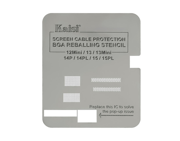 BGA-трафарет Kaisi для микросхемы дисплея iPhone 12 Mini /13 /13 Mini /14 Pro /14 Plus /15 /15 Plus