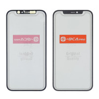 Стекло фронтальное c OCA-пленкой iPhone 12 /12 Pro, черное с сеткой динамика, оригинал G+OCA PRo