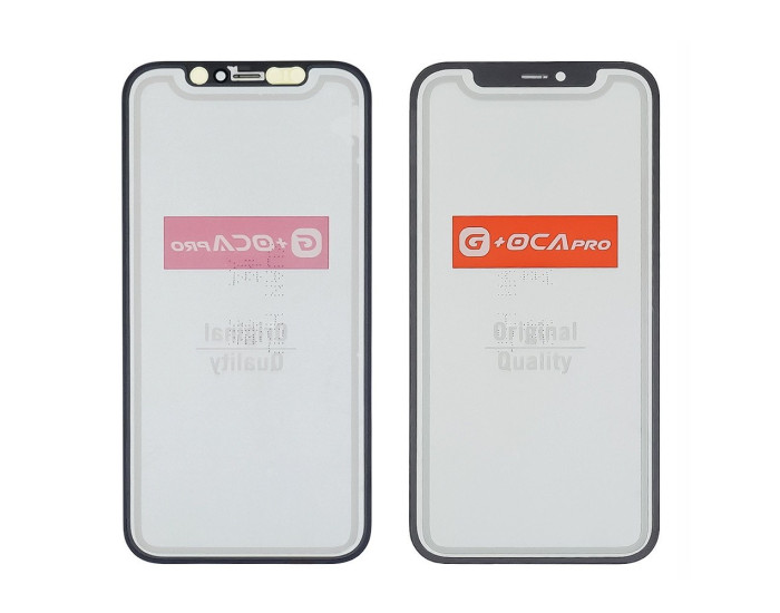 Стекло фронтальное c OCA-пленкой iPhone 12 /12 Pro, черное с сеткой динамика, оригинал G+OCA PRo