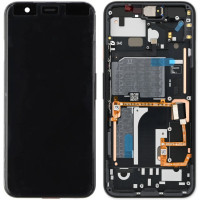 Дисплей с сенсорным экраном (модуль) Google Pixel 4, P-OLED, черный, оригинал с рамкой