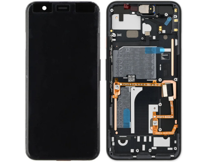 Дисплей с сенсорным экраном (модуль) Google Pixel 4, P-OLED, черный, оригинал с рамкой