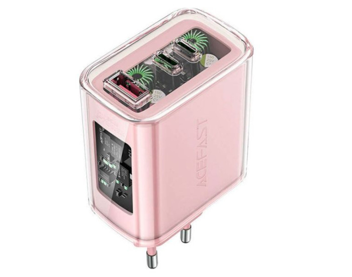 Мережеве зарядний пристрій Acefast A45 Exploration series PD65W GaN (1USB-A/2C) Cherry blossom