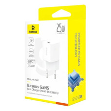 Мережеве зарядний пристрій Baseus GaN5 Fast Charger (mini) 1C 25W з кабелем Type-C to Type-C (P10110909213) (White)