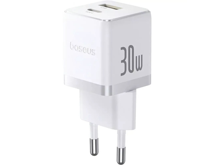 Мережеве зарядний пристрій Baseus Palm Type-C + USB 30W (P1011160A213-00) White