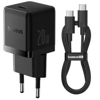 Мережеве зарядний пристрій Baseus Palm Type-C 20W + Cable Type-C to Type-C (P10111602113-00) Black