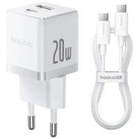 Сетевое зарядное устройство Baseus Palm Type-C 20W + Cable Type-C to Type-C (P10111602213-00) White