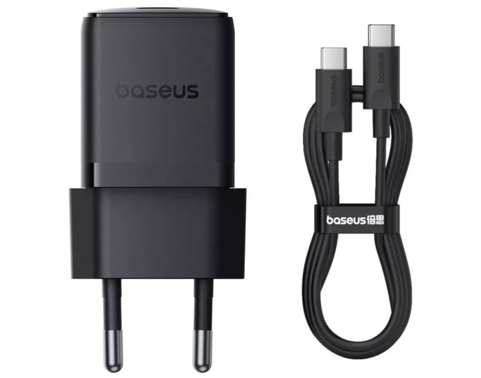 Мережеве зарядний пристрій Baseus Palm Type-C 30W + Cable Type-C to Type-C (P10111605113-01) Black