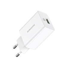 Мережеве зарядний пристрій Borofone BA21A Long QC3.0 (1USB/3A/18W) Білий