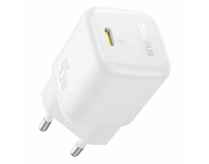 Мережеве зарядний пристрій Baseus PicoGo GaN Fast Charger 1C 45W, White