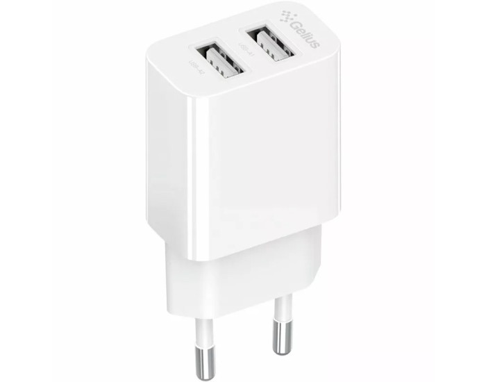 Мережеве зарядний пристрій Gelius Simple GP-HC059 (2 USB/2.4A) White