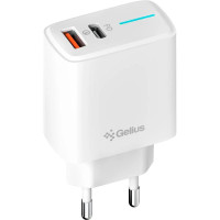Мережеве зарядний пристрій Wall charger Gelius Merge (GP-HC058) GAN USB+Type-C 25W (QC/PD/PPS) White