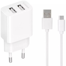 Мережеве зарядний пристрій Wall charger Gelius Merge (GP-HC059) 2 USB+ cable Micro USB White