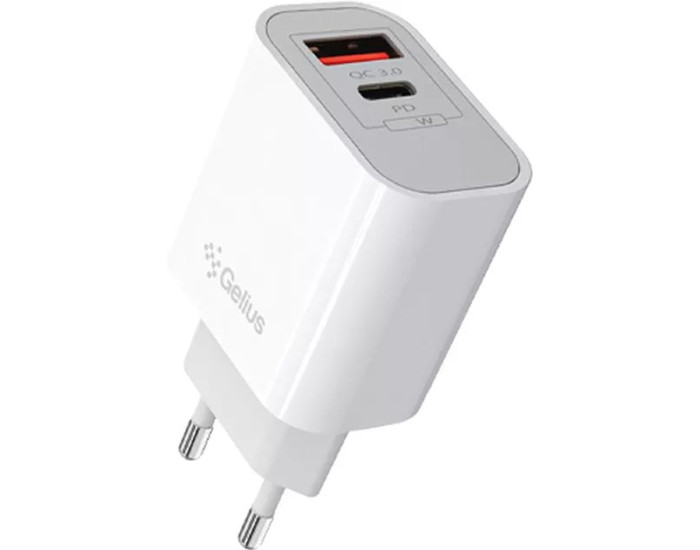 Мережеве зарядний пристрій Wall charger Gelius Merge (GP-HC060) GAN USB + Type-C 35W (QC/PD/PPS) White