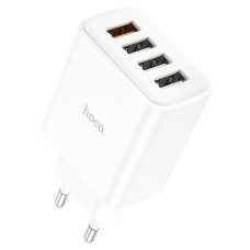 Мережеве зарядний пристрій Hoco C102A Fuerza 4USB (3,4A/28,5W/QC3.0) White