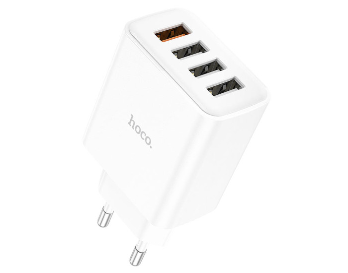 Мережеве зарядний пристрій Hoco C102A Fuerza 4USB (3,4A/28,5W/QC3.0) White