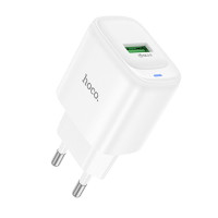 Мережеве зарядний пристрій Hoco C140A Smart single port 1USB (18W/QC3.0) White
