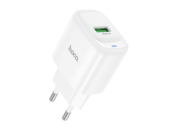 Мережеве зарядний пристрій Hoco C140A Smart single port 1USB (18W/QC3.0) White