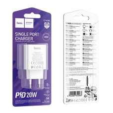 Мережеве зарядний пристрій Hoco C143A Benefit 1USB-C/PD20W White