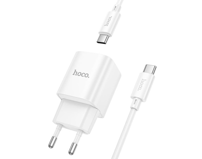Мережеве зарядний пристрій Hoco C147A Charm PD20W+QC3.0 charger set (C to C) (Білий / White)