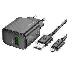 Мережеве зарядний пристрій Hoco CS21A Rich single port (QC3.0) charger set (Micro) Black