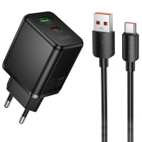 Сетевое зарядное устройство Hoco C157A Smart (PD30W+QC3.0, 1USB-A/1C) Black