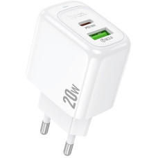 Мережеве зарядний пристрій Hoco CS54 Surplus dual port (PD20W+QC3.0) White