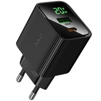 Сетевое зарядное устройство Hoco CS83A Excellent with digital display (PD20W+QC3.0) (1USB-A/1C) Black