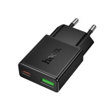 Мережеве зарядний пристрій Hoco N73 Speed (PD20W+QC3.0) Ultra-thin charger (EU) Black