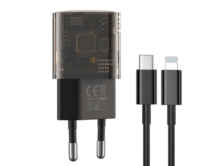 Мережеве зарядний пристрій XO CE05 (1USB+1Type-C) + cable Lightning (PD30W+QC3.0 18W) Brown