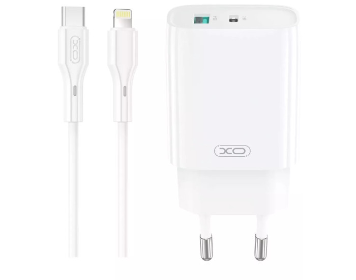Мережеве зарядний пристрій XO CE29 20W (1USB-A+1USB-C) Fast Charger з кабелем Type-C (NB-Q231A) (Білий / White)