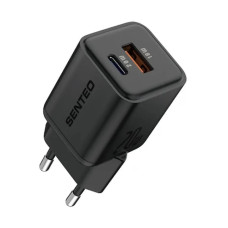 Мережеве зарядний пристрій SENTEO Z-22 USB+USB-C 3A GaN PD 20W (2Port) Black
