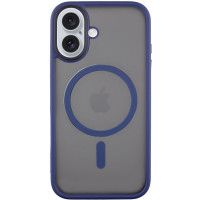 Чехол-силикон Metal Buttons with MagSafe Apple iPhone 16, Синий