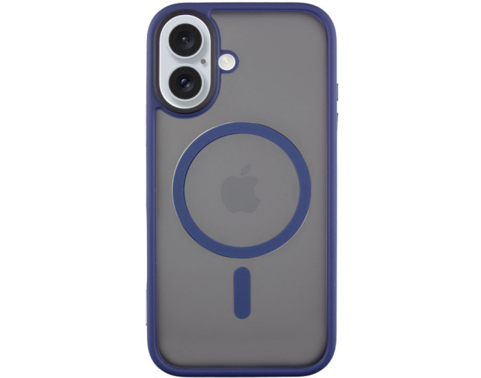 Чехол-силикон Metal Buttons with MagSafe Apple iPhone 16, Синий
