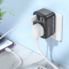 Сетевой переходник Borofone BAC14 Wide универсальный (1C/2A, 2USB/2A) черный
