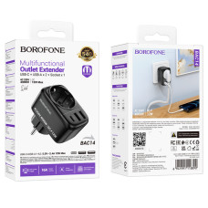 Сетевой переходник Borofone BAC14 Wide универсальный (1C/2A, 2USB/2A) черный

