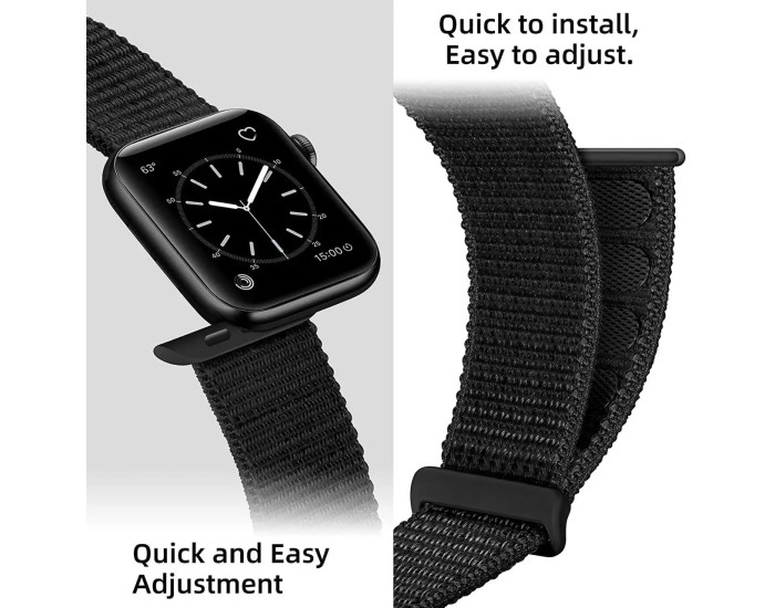 Ремешок для Apple Watch Nylon Loop Series 38/40/41/42 mm (Черный / Black)