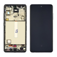 Дисплей з сенсорним екраном (модуль) Samsung A526 A52 5G /A525, чорний з рамкою з широким обідком, OLED