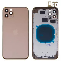 Корпус для iPhone 11 Pro Max с держателем SIM карты, с боковыми кнопками, золотой