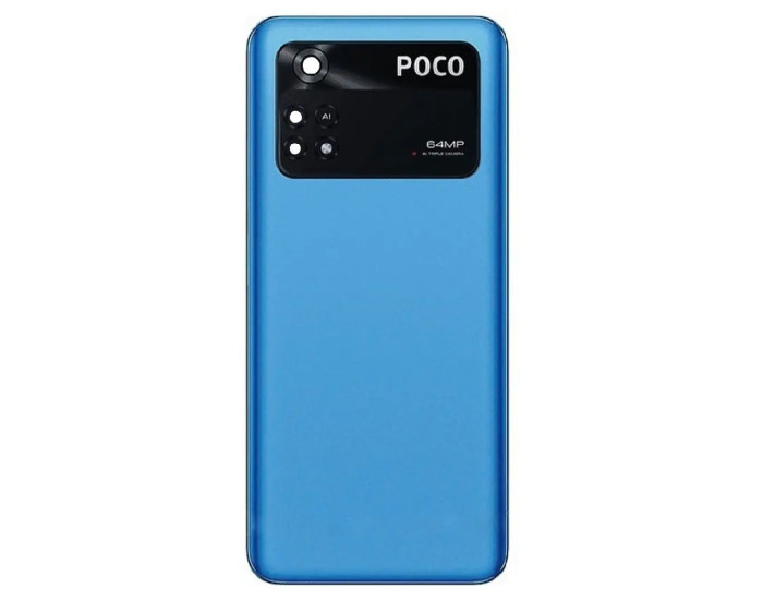 Задняя крышка для Xiaomi Poco M4 Pro 4G, Blue со стеклом камеры, оригинал