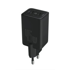Сетевое зарядное устройство SENTEO Z-12 Super Fast charge (USB-C+USB-C) (GaN/PD) 45W (2Port) (Черный  Black)