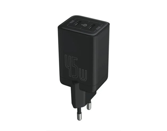 Сетевое зарядное устройство SENTEO Z-12 Super Fast charge (USB-C+USB-C) (GaN/PD) 45W (2Port) (Черный  Black)